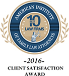 American Institute of Family Law Attorneys, 10 Best Law Firms, 2016 Client Satisfaction Award